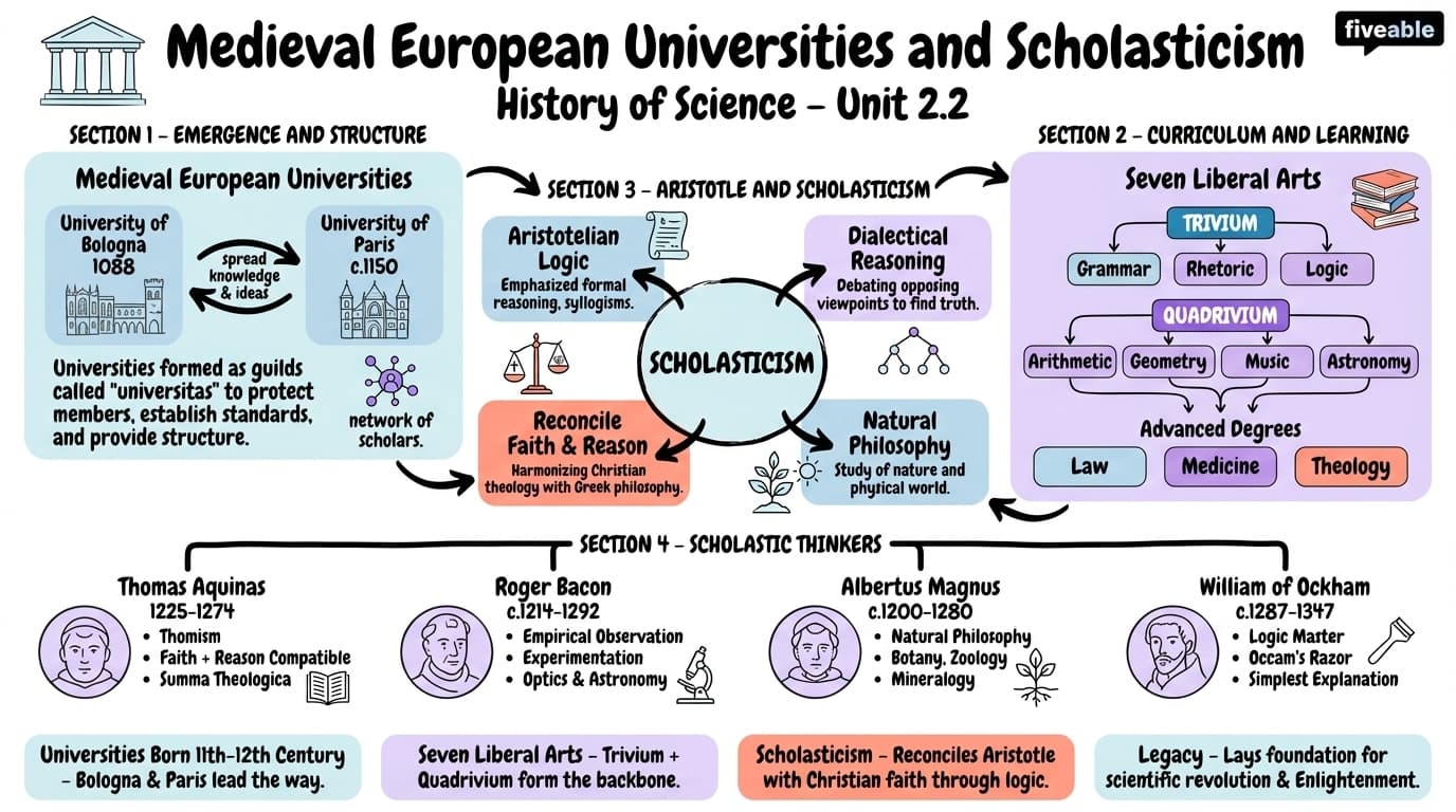 2.2 Medieval European Universities and Scholasticism - History of Science - Unit 2 visual cheatsheet