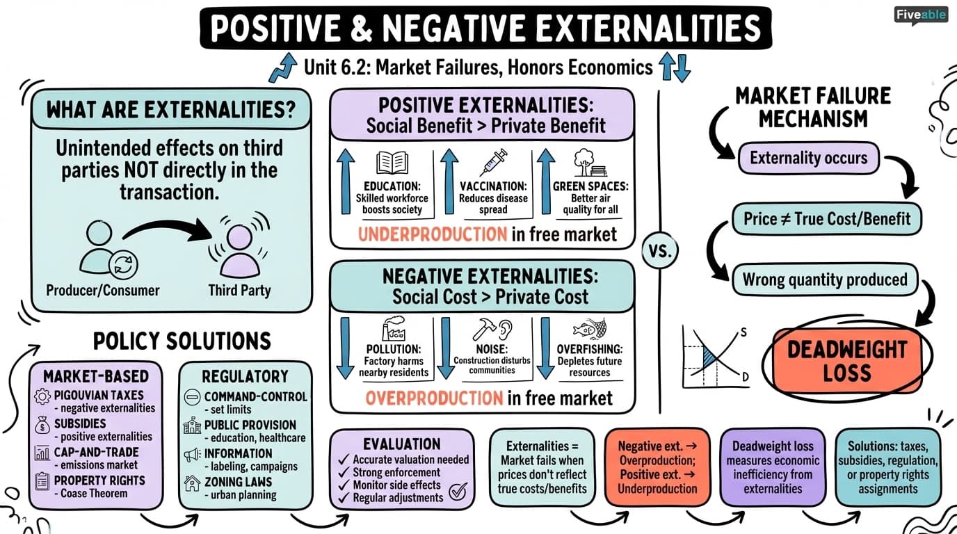 6.2 Positive and Negative Externalities - Honors Economics - Unit 6 visual cheatsheet