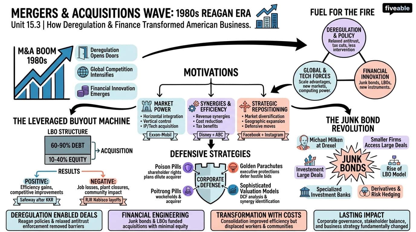15.3 Mergers and Acquisitions Wave - History of American Business - Unit 15 visual cheatsheet