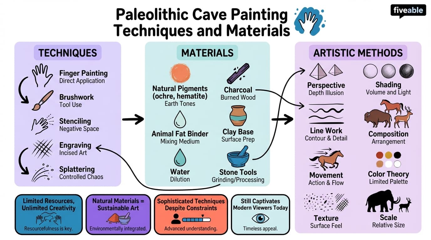 2.2 Techniques and Materials Used in Cave Paintings - Art History I – Prehistory to Middle Ages - Unit 2 visual cheatsheet