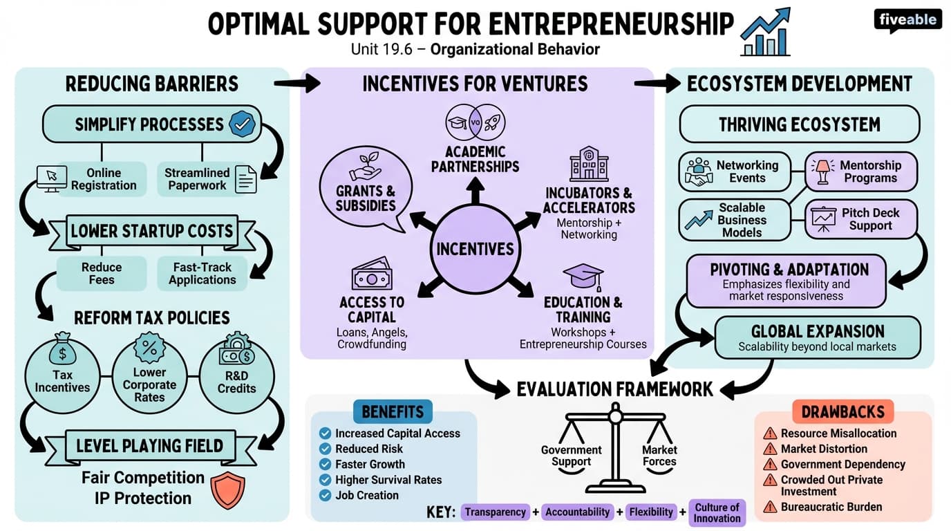 19.6 Optimal Support for Entrepreneurship - Organizational Behavior - Unit 19 visual cheatsheet
