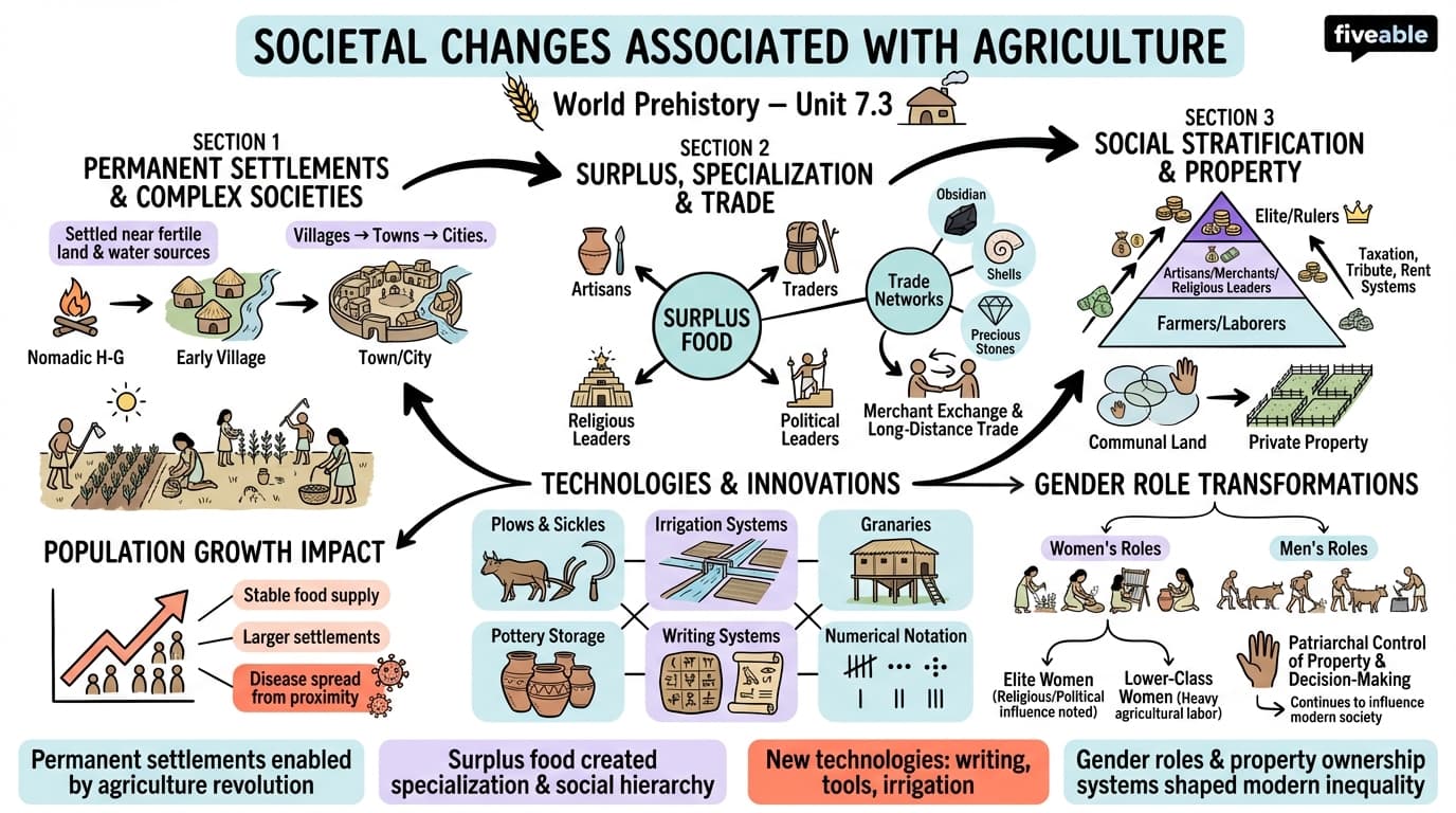 7.3 Societal changes associated with agriculture - World Prehistory - Unit 7 visual cheatsheet