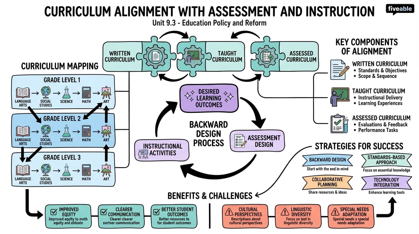 9.3 Curriculum alignment with assessment and instruction - Education Policy and Reform - Unit 9 visual cheatsheet