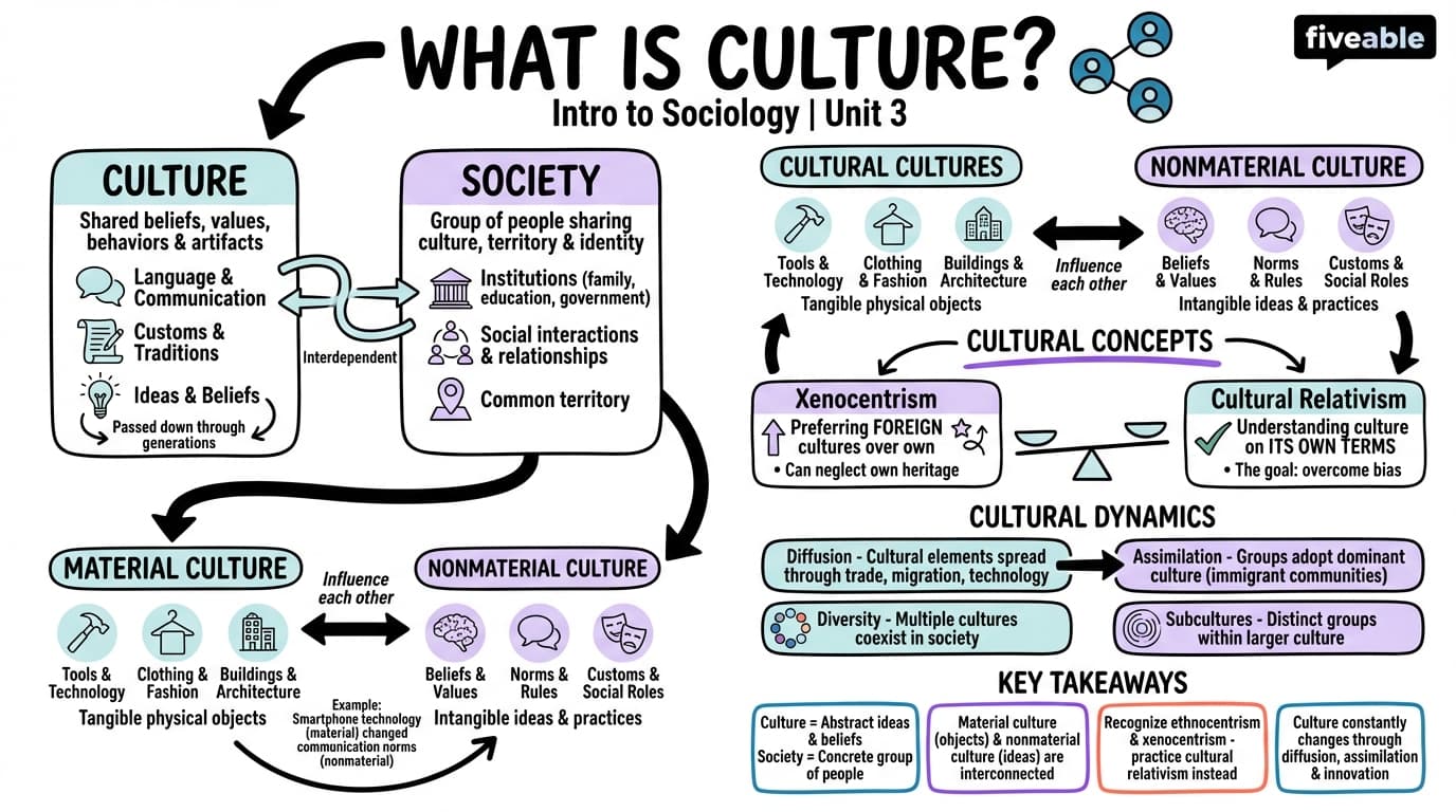 3.1 What Is Culture? - Intro to Sociology - Unit 3 visual cheatsheet