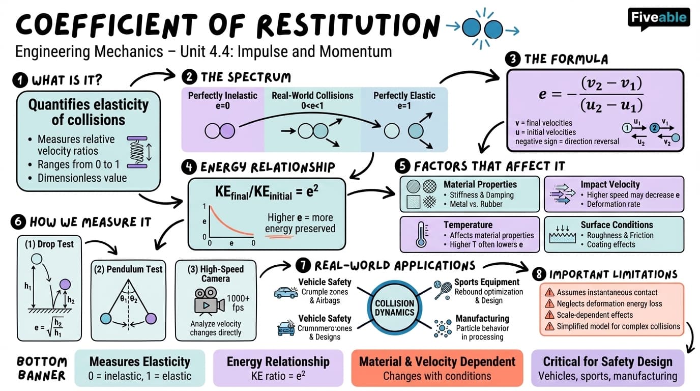 4.4 Coefficient of restitution - Engineering Mechanics – Dynamics - Unit 4 visual cheatsheet