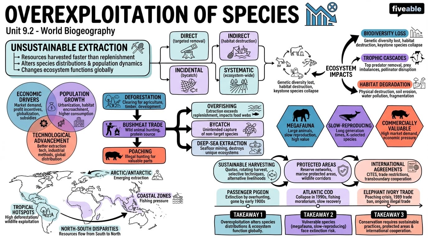 9.2 Overexploitation of species - World Biogeography - Unit 9 visual cheatsheet