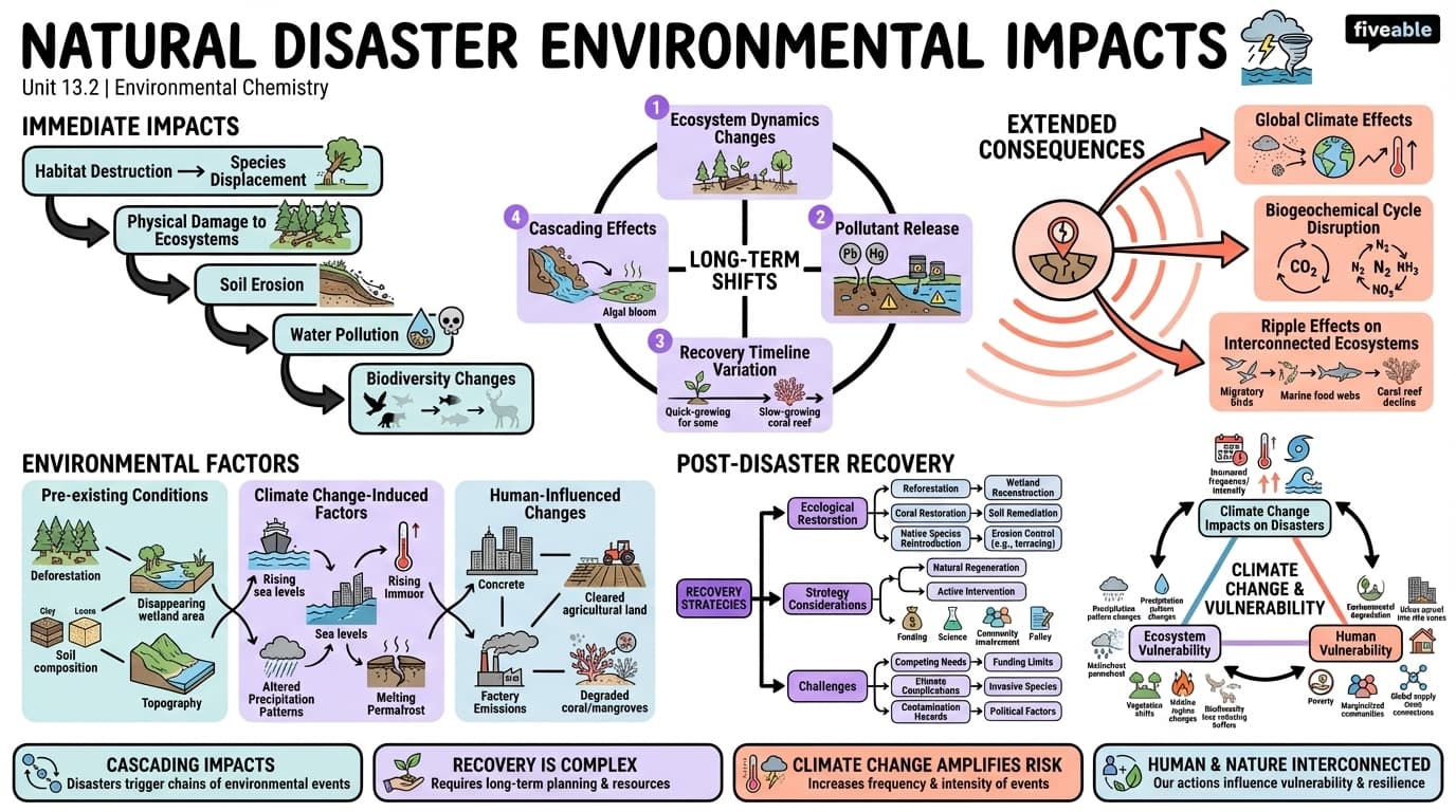 13.2 Natural Disaster Environmental Impacts - Environmental Chemistry I - Unit 13 visual cheatsheet