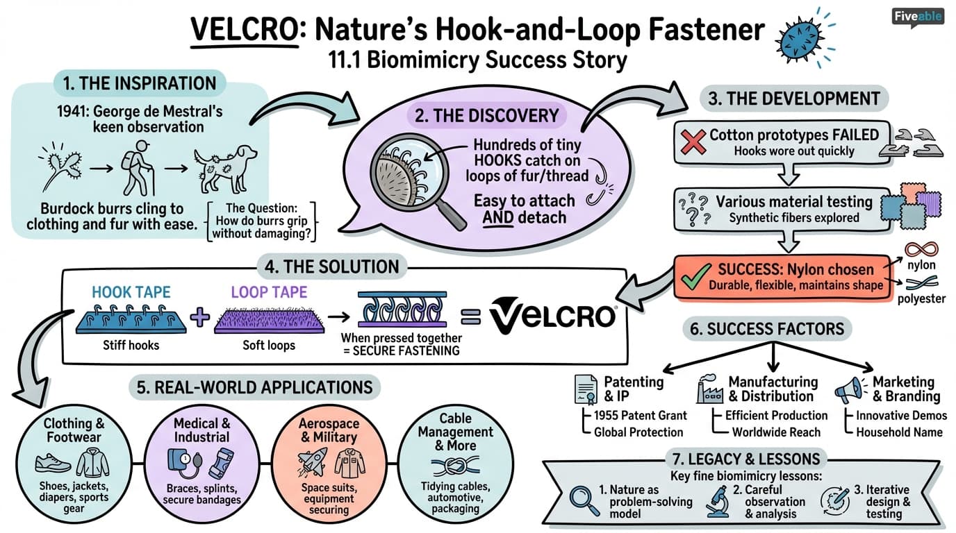 11.1 Velcro and the inspiration from burdock burrs - Biomimicry in Business Innovation - Unit 11 visual cheatsheet