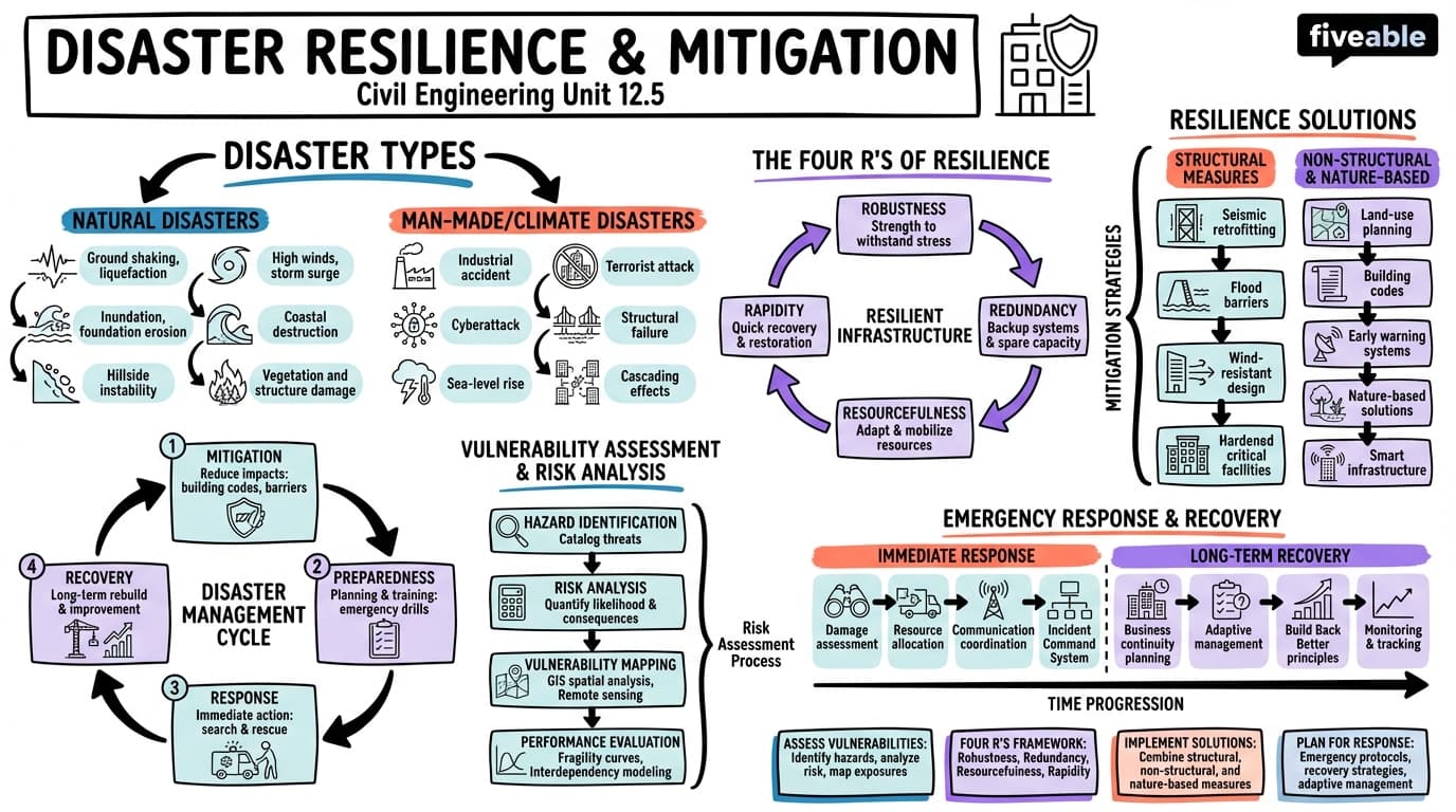 12.5 Disaster Resilience and Mitigation - Intro to Civil Engineering - Unit 12 visual cheatsheet