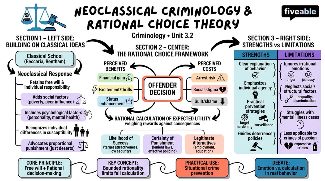 3.2 Neoclassical Criminology and Rational Choice Theory - Criminology - Unit 3 visual cheatsheet