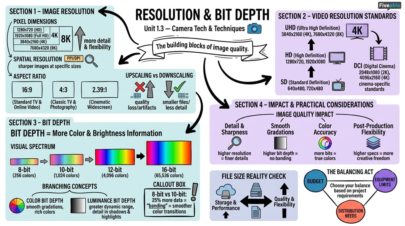 1.3 Resolution and bit depth - Advanced Cinematography - Unit 1 visual cheatsheet