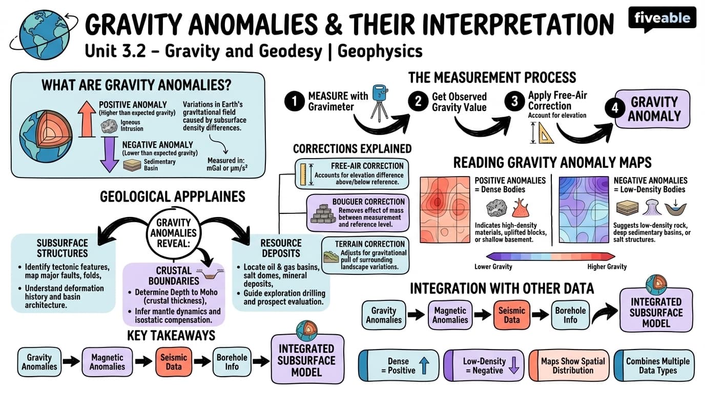 3.2 Gravity anomalies and their interpretation - Geophysics - Unit 3 visual cheatsheet