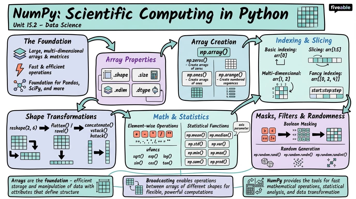 15.2 NumPy - Intro to Python Programming - Unit 15 visual cheatsheet