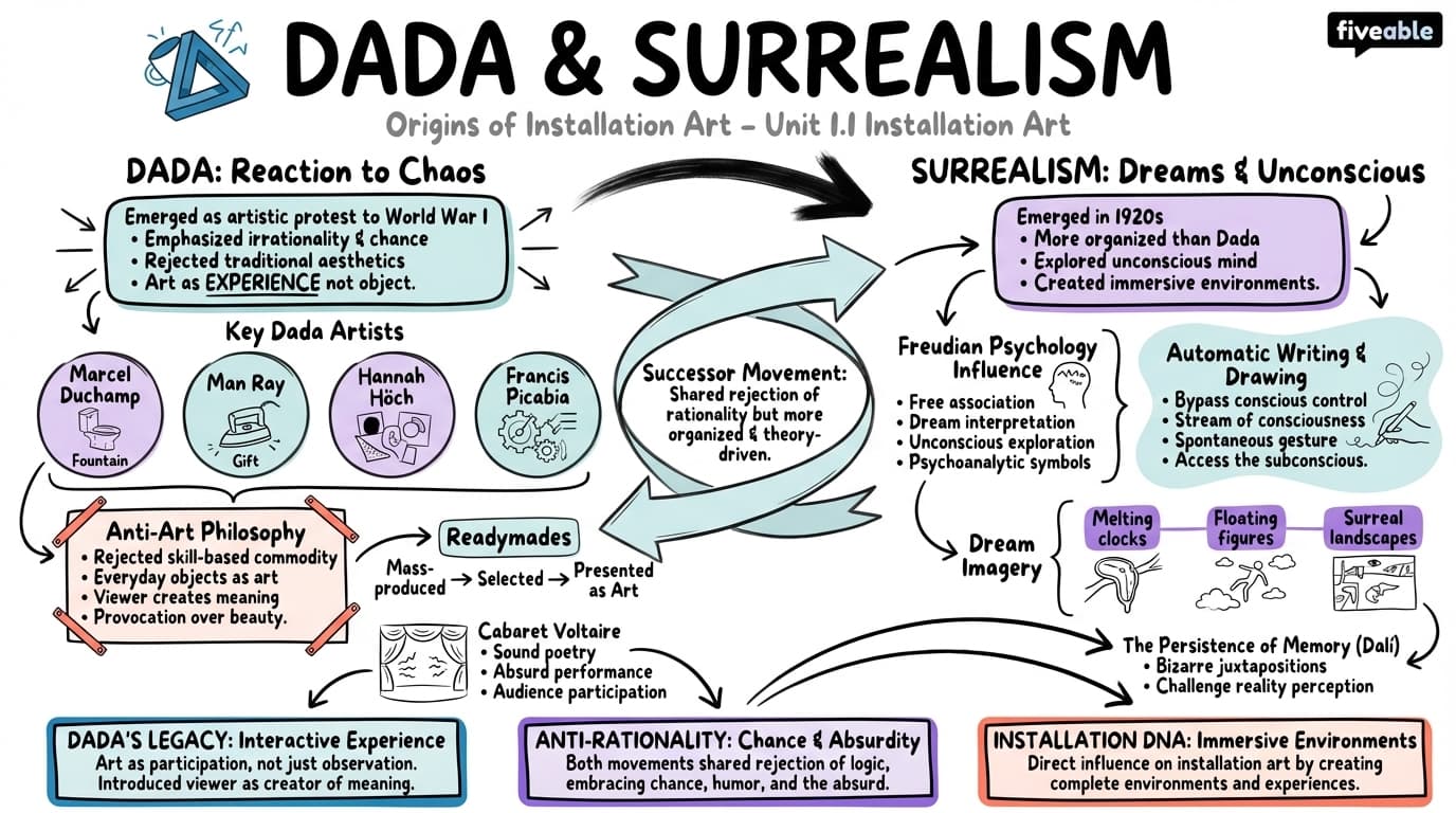 1.1 Dada and Surrealism - Installation Art - Unit 1 visual cheatsheet
