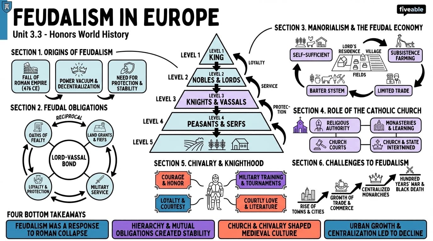 3.3 Feudalism in Europe - Honors World History - Unit 3 visual cheatsheet