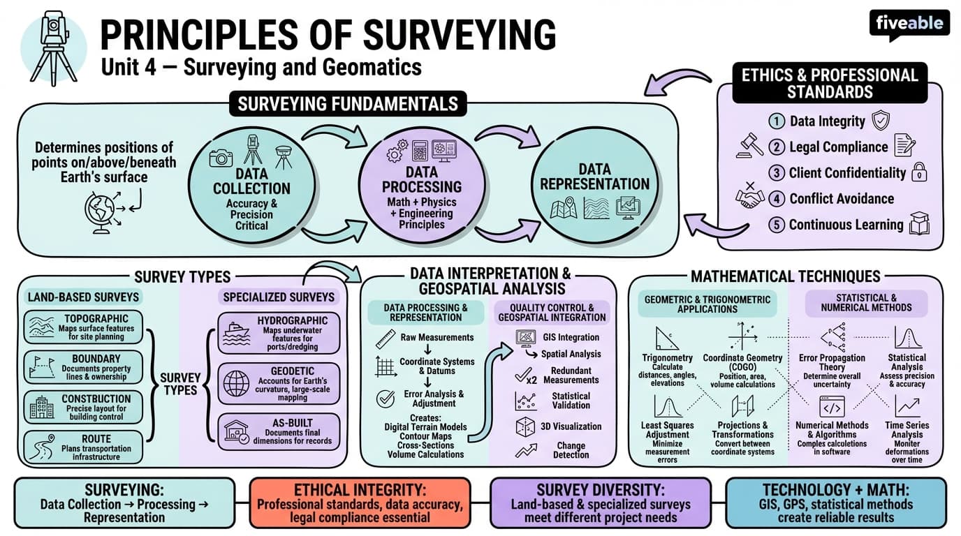 4.1 Principles of Surveying - Intro to Civil Engineering - Unit 4 visual cheatsheet