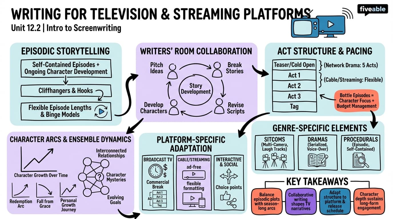 12.2 Writing for television and streaming platforms - Intro to Screenwriting - Unit 12 visual cheatsheet