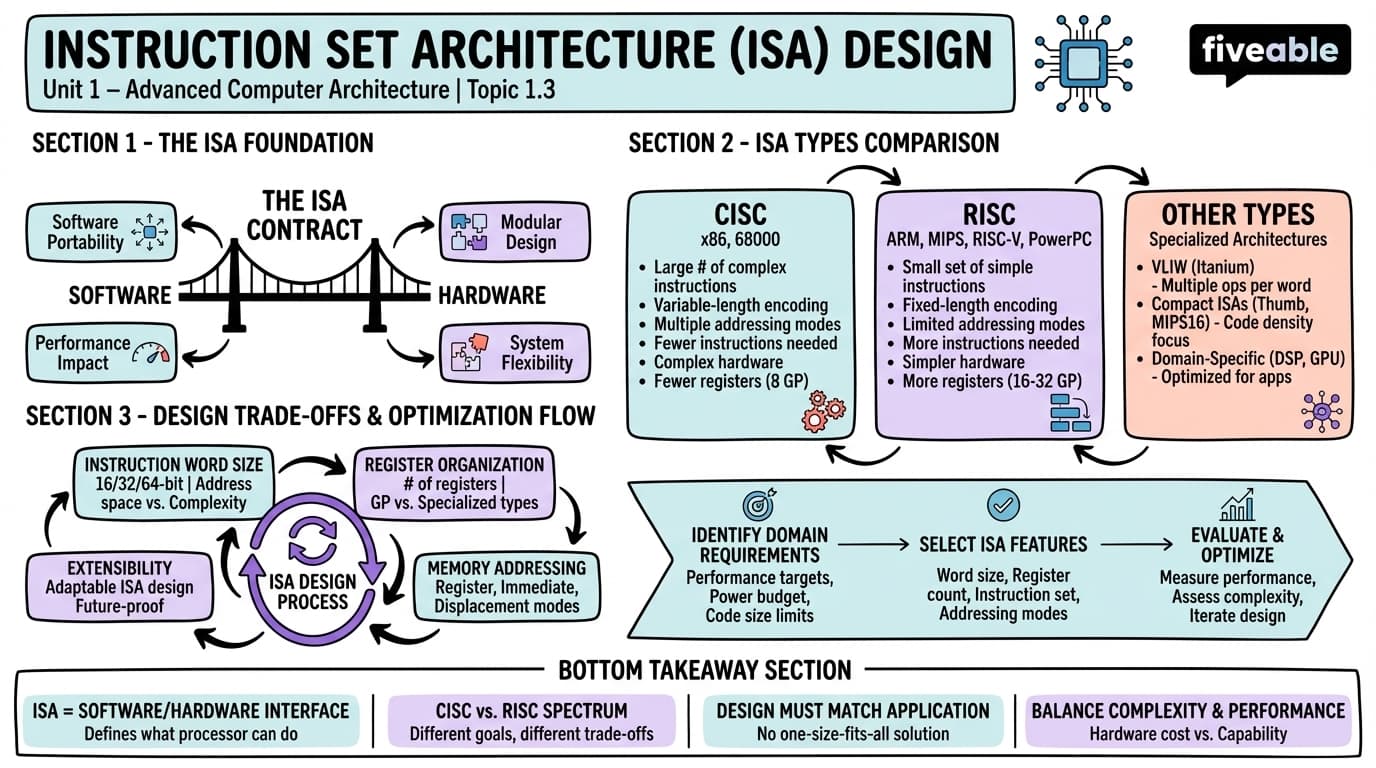 1.3 Instruction Set Architecture (ISA) Design - Advanced Computer Architecture - Unit 1 visual cheatsheet
