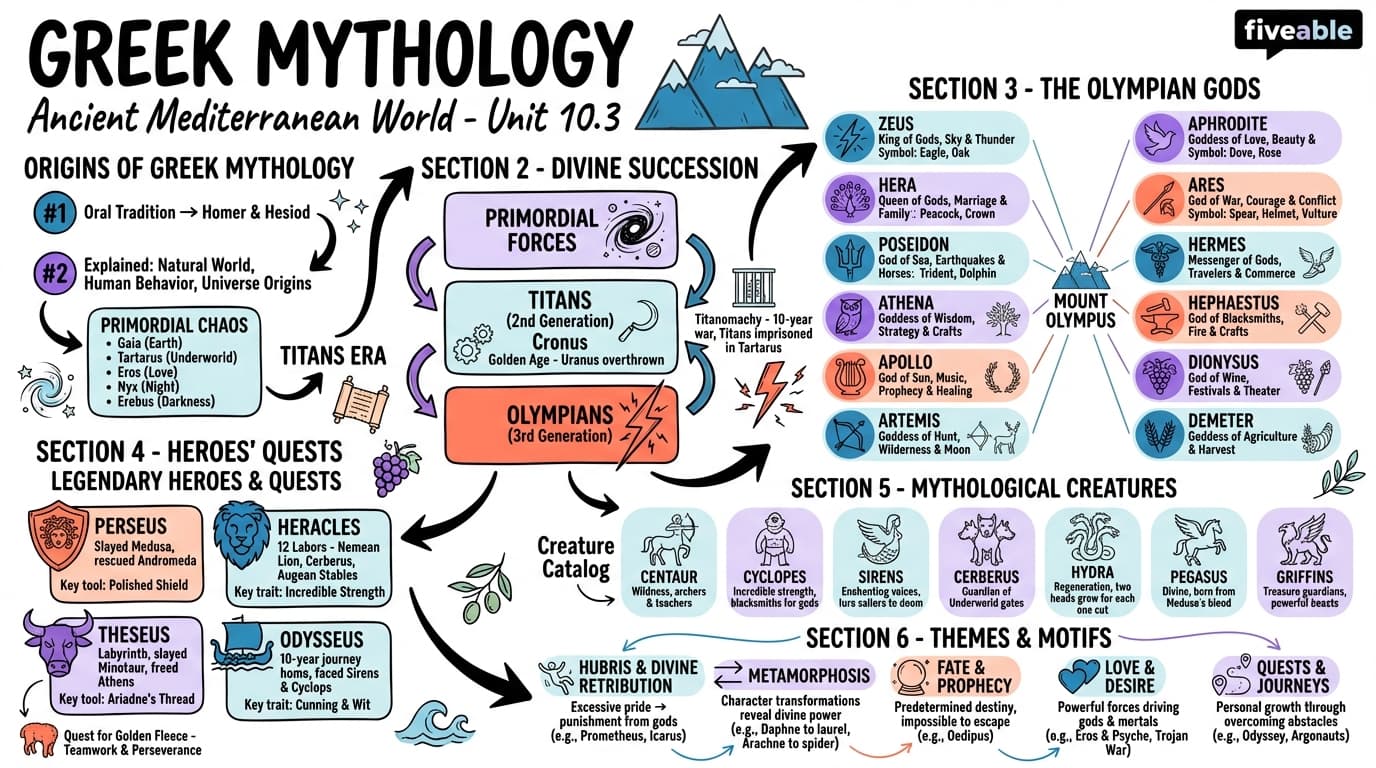 10.3 Greek mythology - Ancient Mediterranean World - Unit 10 visual cheatsheet