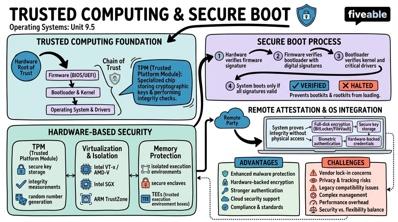 9.5 Trusted computing and secure boot - Operating Systems - Unit 9 visual cheatsheet