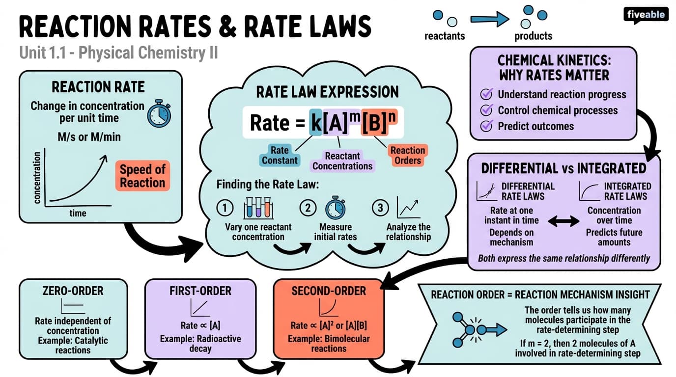 1.1 Reaction Rates and Rate Laws - Physical Chemistry II - Unit 1 visual cheatsheet