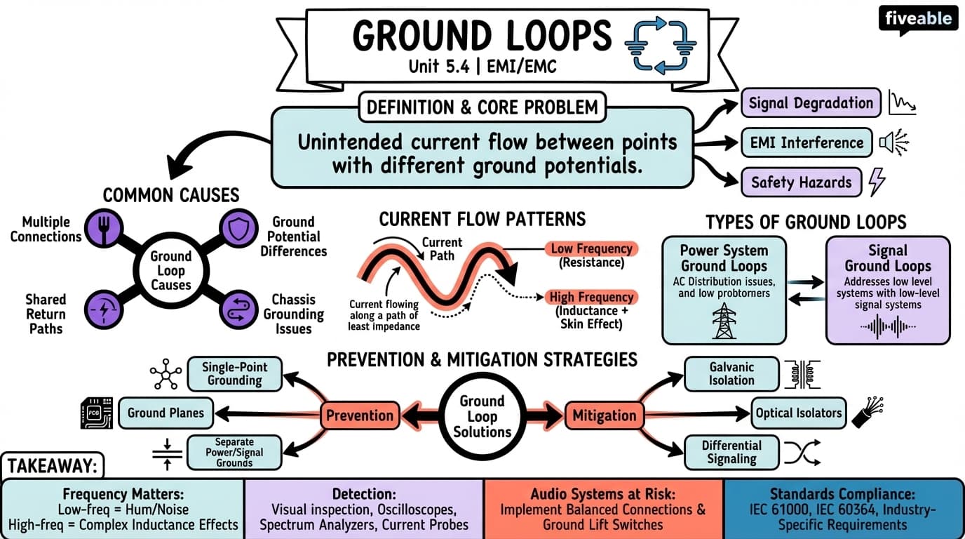 5.4 Ground loops - Electromagnetic Interference - Unit 5 visual cheatsheet