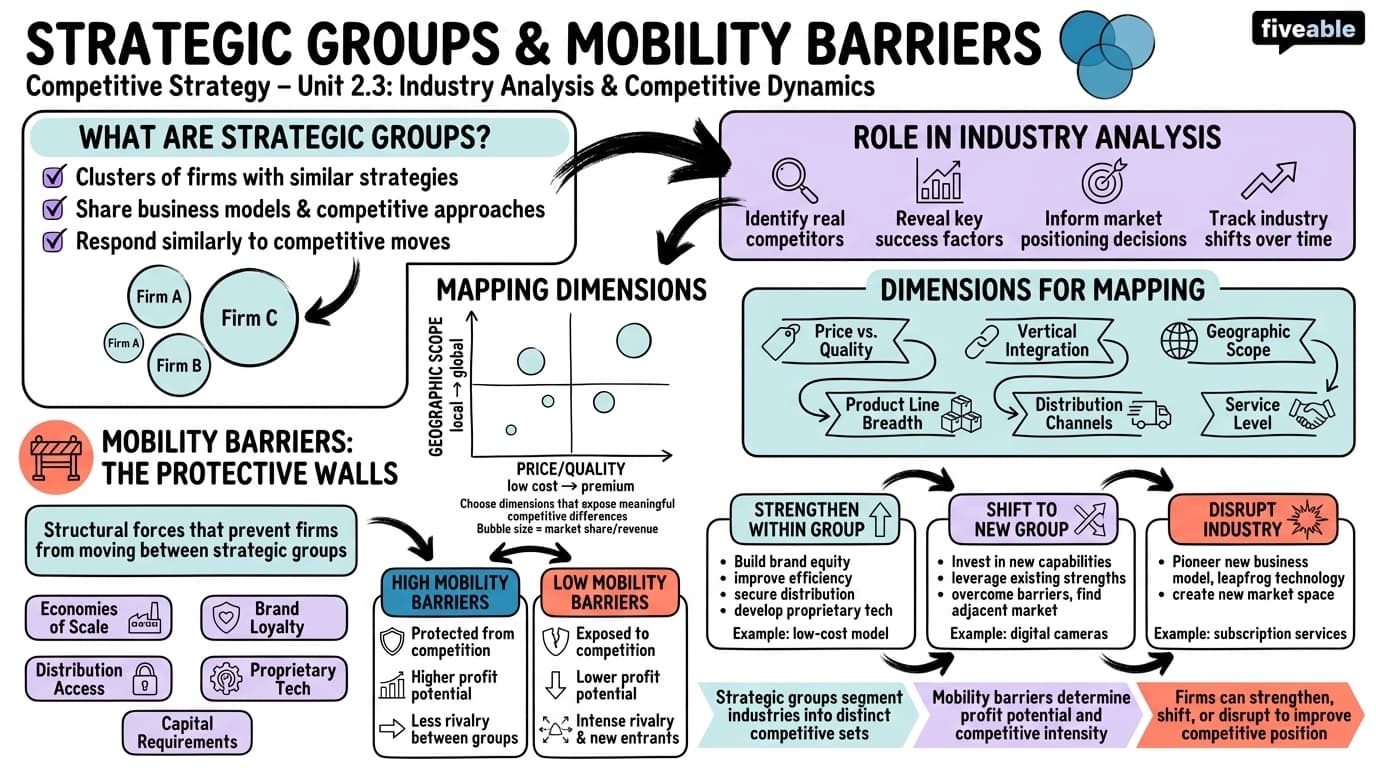 2.3 Strategic groups and mobility barriers - Competitive Strategy - Unit 2 visual cheatsheet