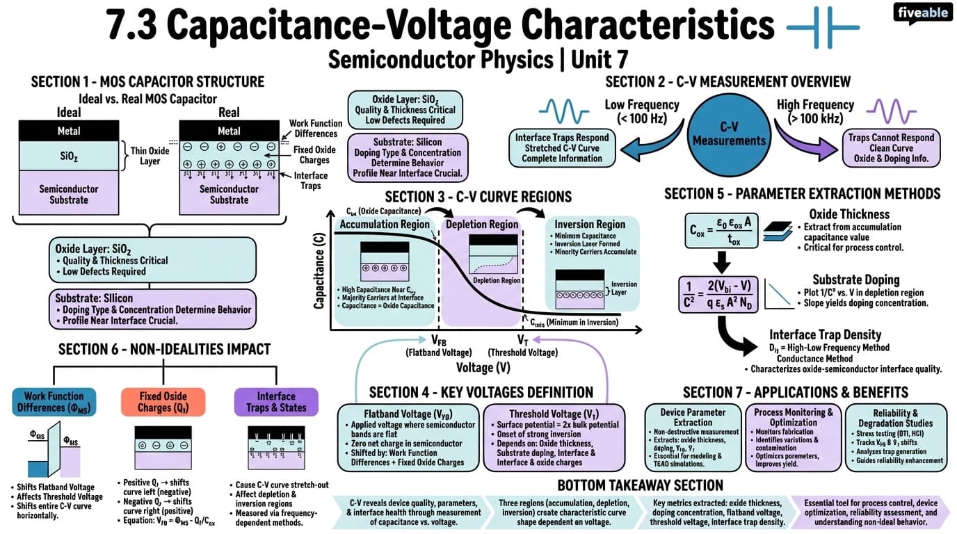7.3 Capacitance-voltage characteristics - Semiconductor Physics - Unit 7 visual cheatsheet