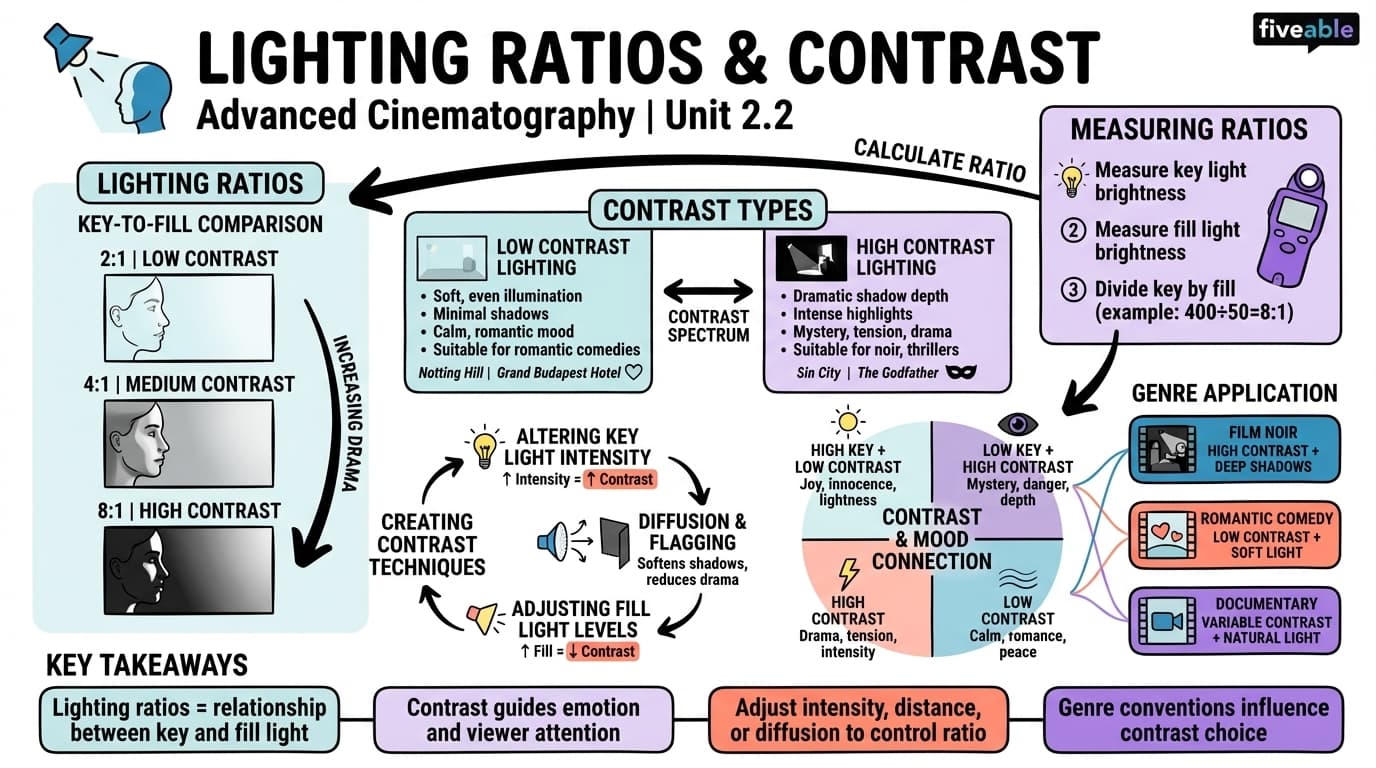 2.2 Lighting ratios and contrast - Advanced Cinematography - Unit 2 visual cheatsheet