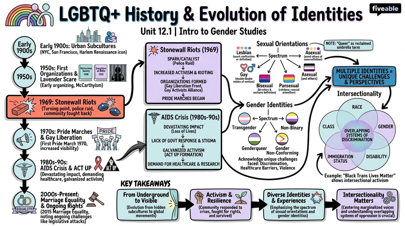12.1 LGBTQ+ history and the evolution of identities - Intro to Gender Studies - Unit 12 visual cheatsheet
