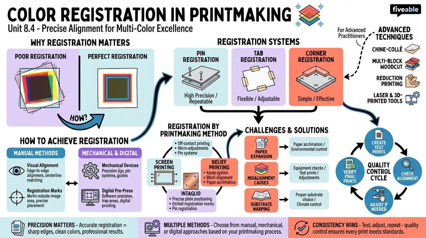 8.4 Color registration techniques - Printmaking - Unit 8 visual cheatsheet