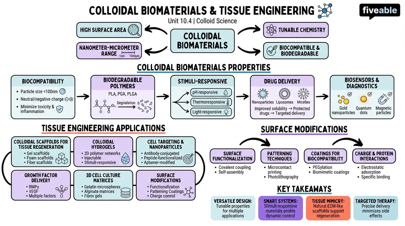 10.4 Colloidal biomaterials and tissue engineering - Colloid Science - Unit 10 visual cheatsheet