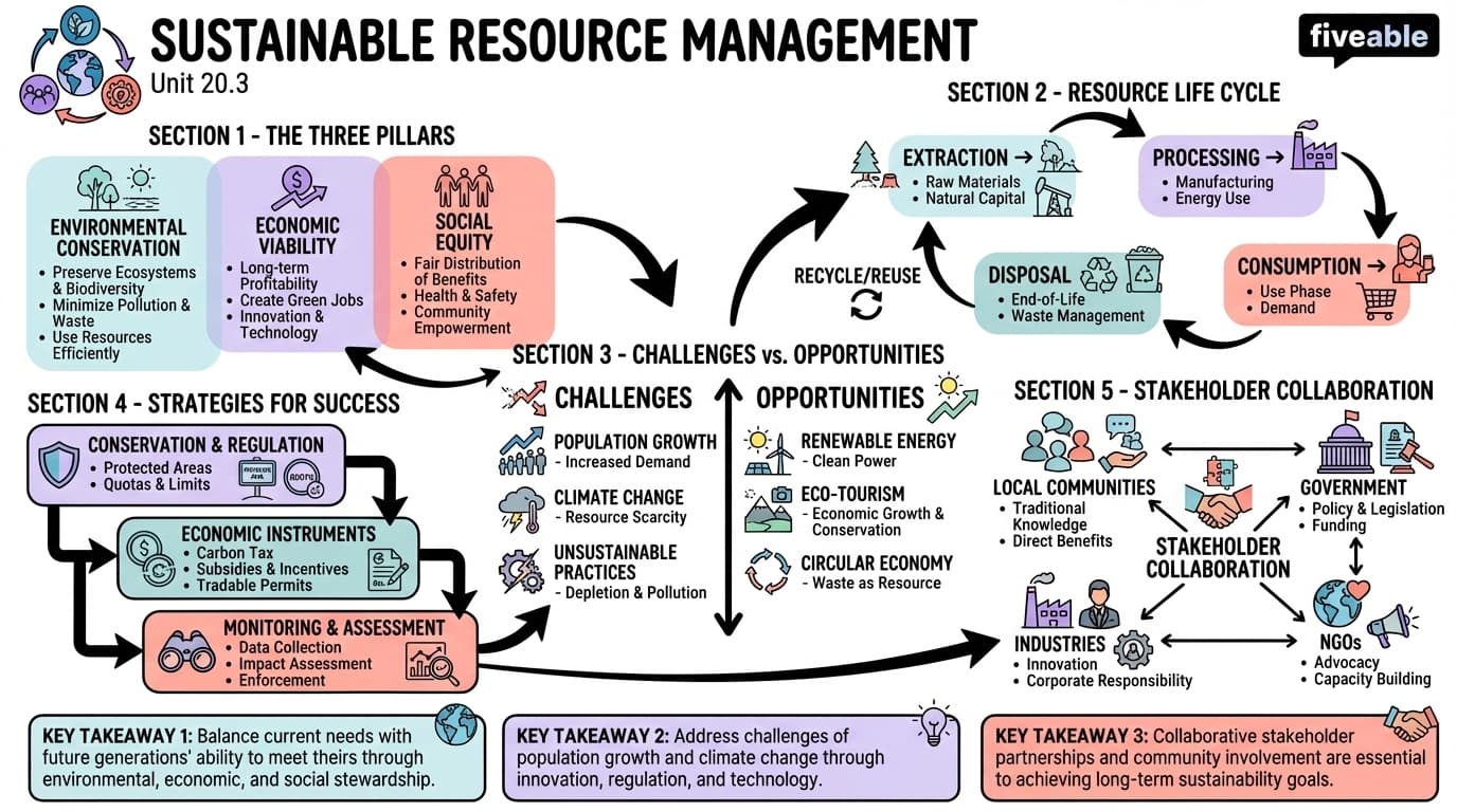 20.3 Sustainable Resource Management - Physical Geography - Unit 20 visual cheatsheet