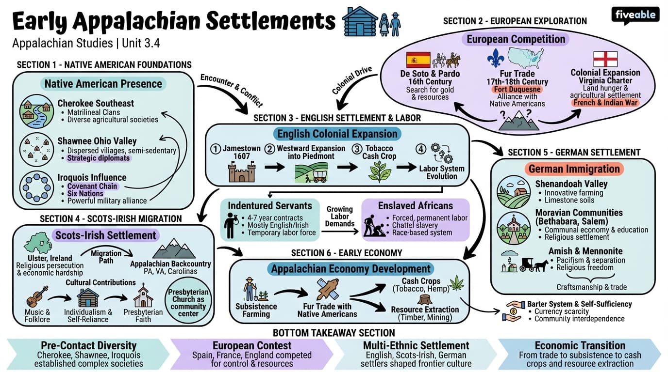 3.4 Early Appalachian settlements - Appalachian Studies - Unit 3 visual cheatsheet