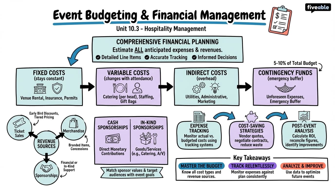 10.3 Budgeting and financial management for events - Hospitality Management - Unit 10 visual cheatsheet