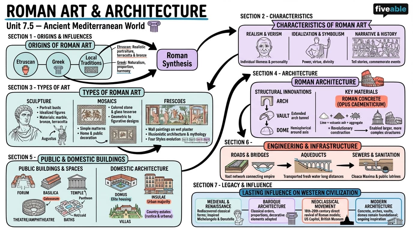 7.5 Roman art and architecture - Ancient Mediterranean World - Unit 7 visual cheatsheet