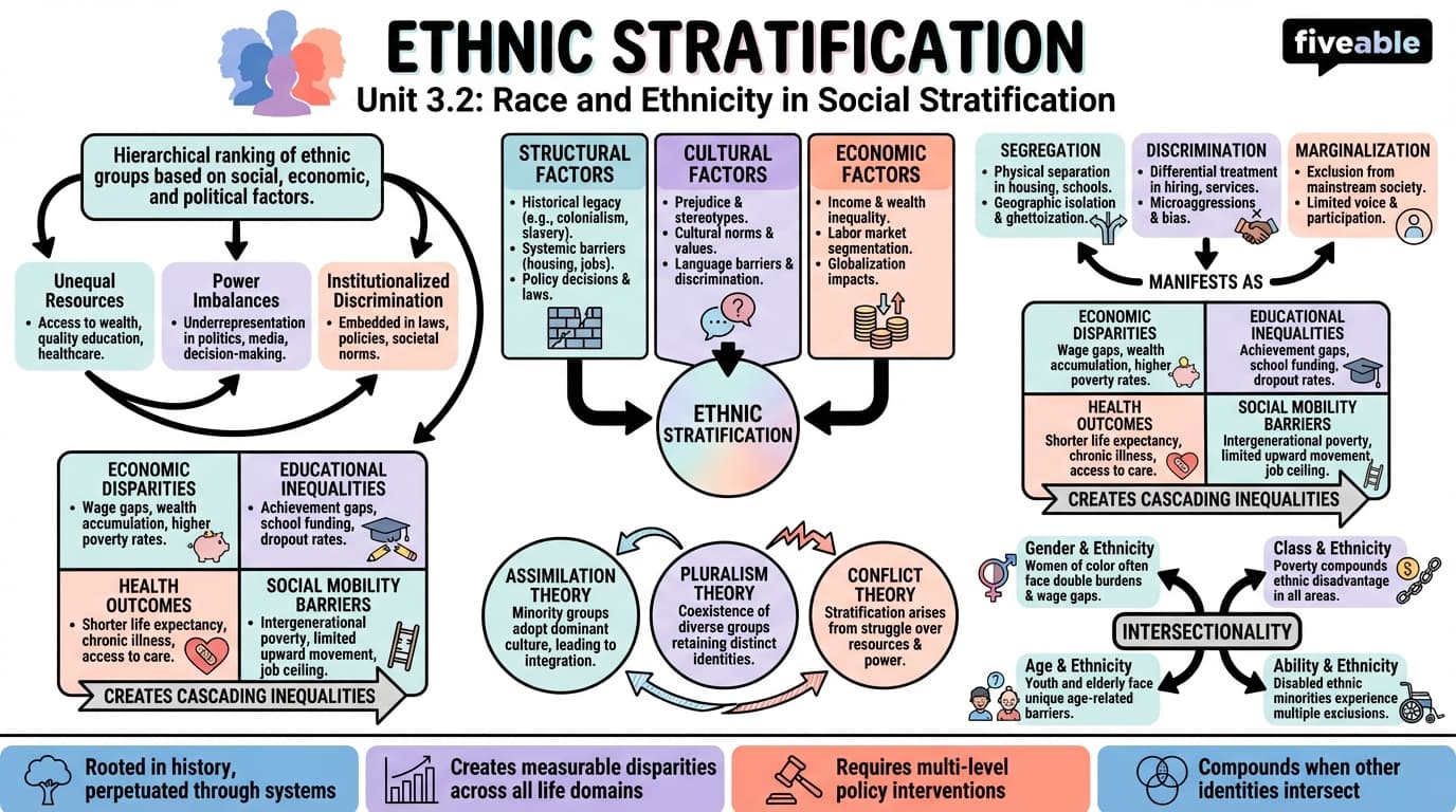 3.2 Ethnic stratification - Social Stratification - Unit 3 visual cheatsheet