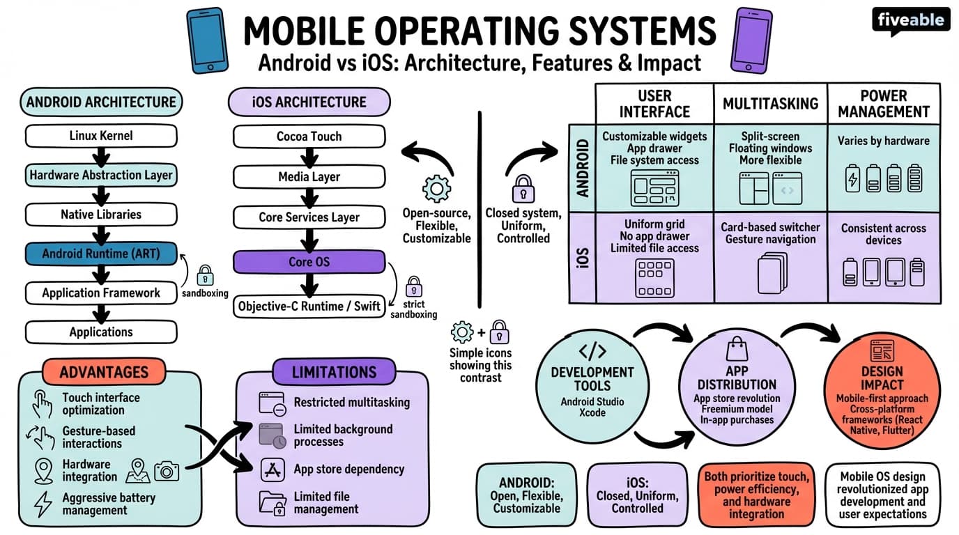 10.4 Mobile operating systems (Android and iOS) - Operating Systems - Unit 10 visual cheatsheet
