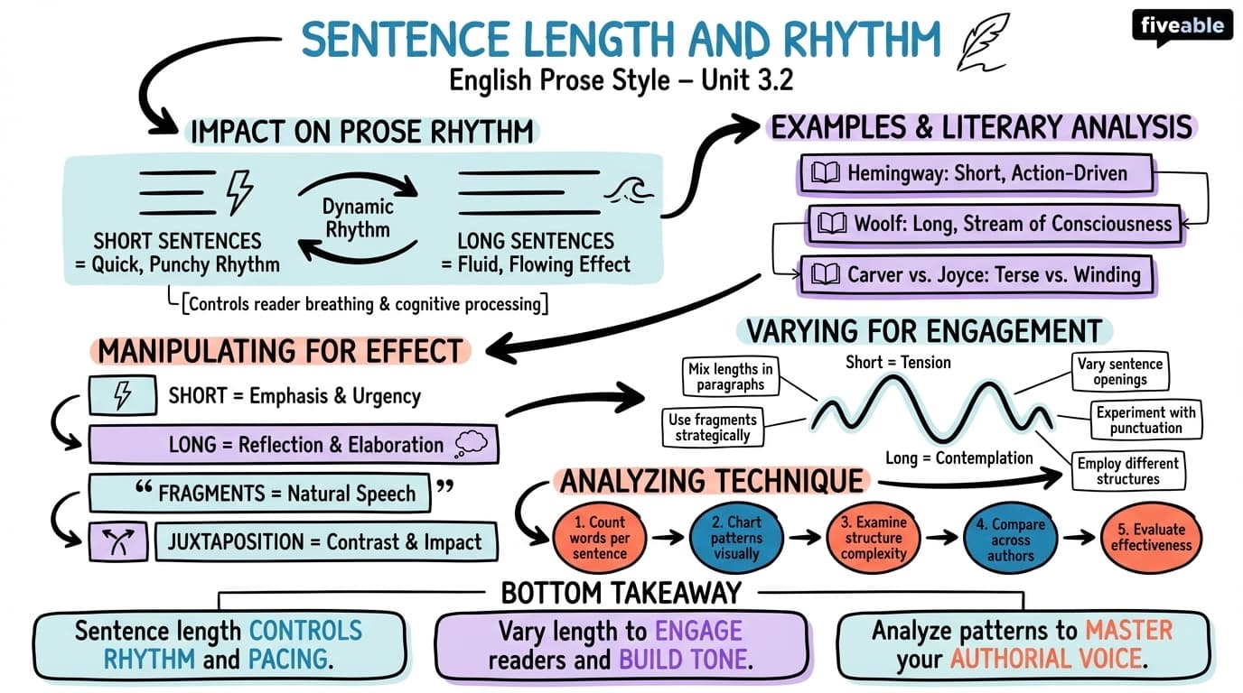 3.2 Sentence Length and Rhythm - English Prose Style - Unit 3 visual cheatsheet