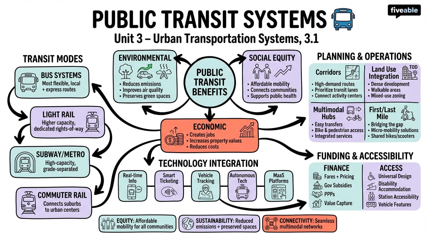 3.1 Public transit systems - Sustainable Urban Planning - Unit 3 visual cheatsheet