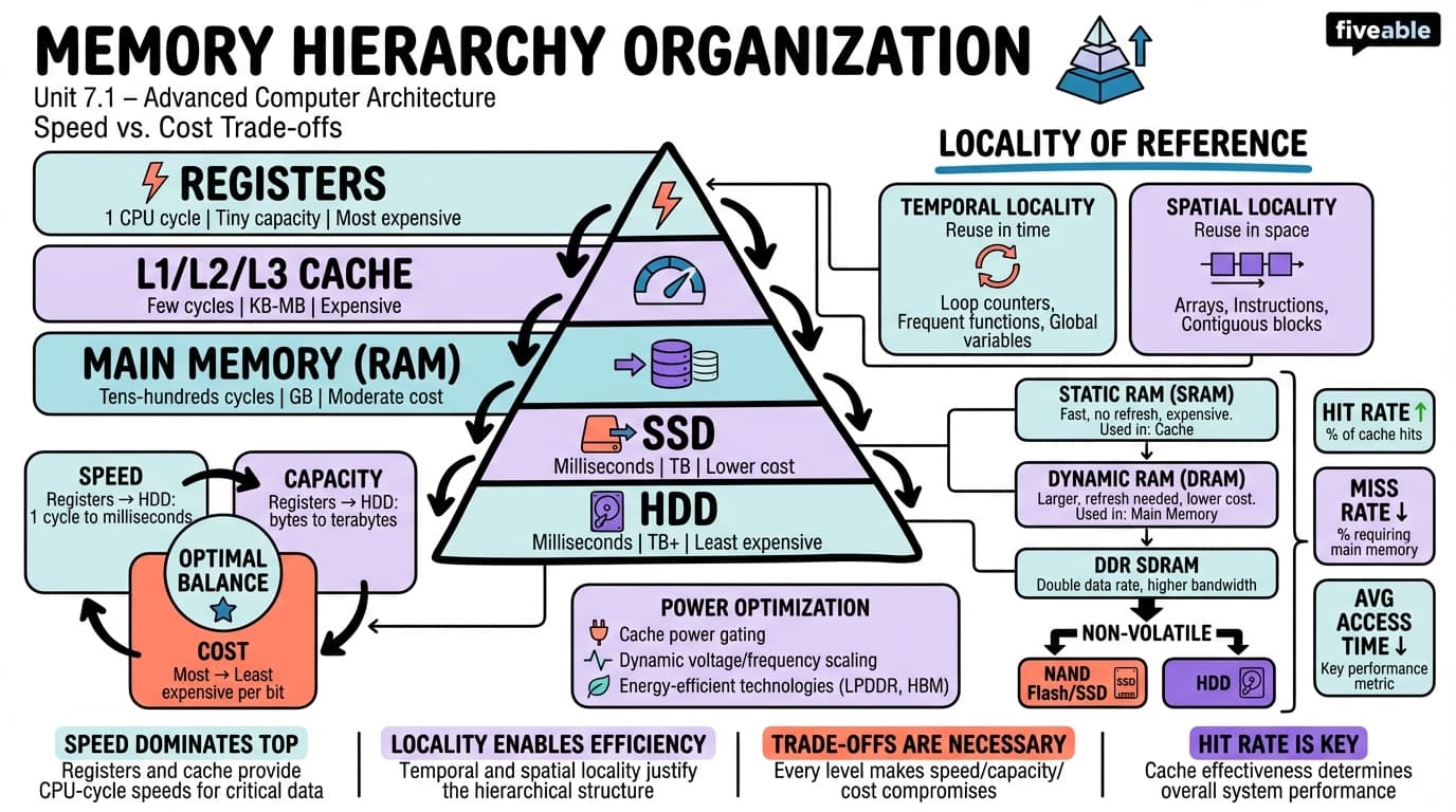 7.1 Memory Hierarchy Organization - Advanced Computer Architecture - Unit 7 visual cheatsheet
