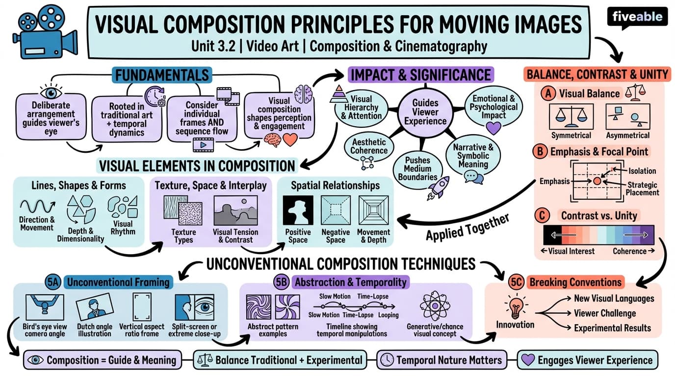 3.2 Visual Composition Principles for Moving Images - Video Art - Unit 3 visual cheatsheet