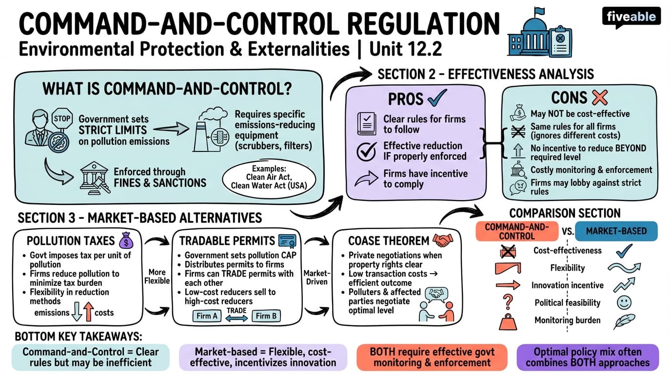 12.2 Command-and-Control Regulation - Principles of Microeconomics - Unit 12 visual cheatsheet