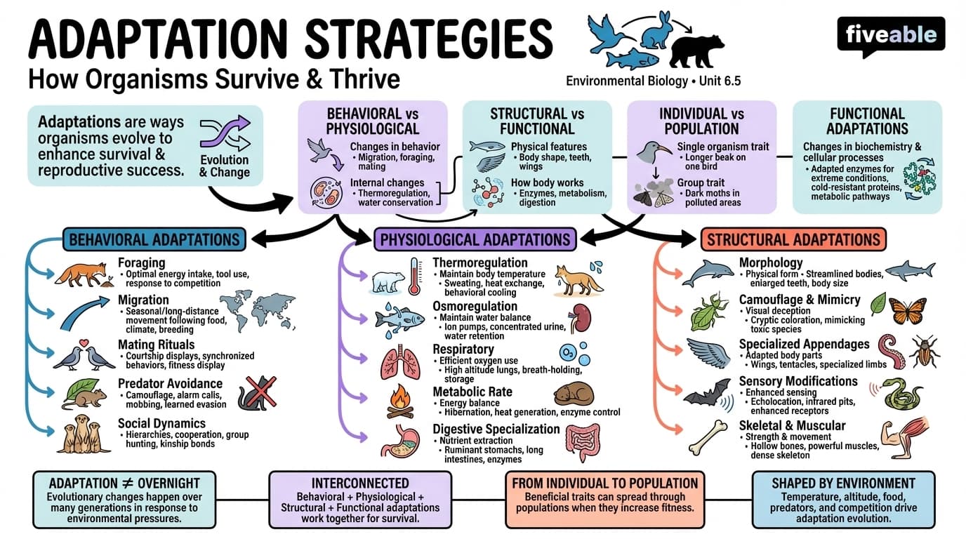 6.5 Adaptation strategies - Environmental Biology - Unit 6 visual cheatsheet