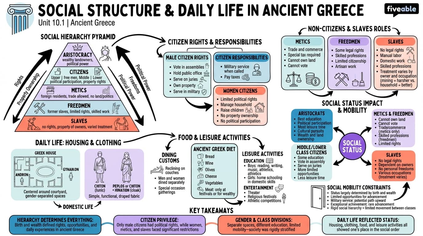 10.1 Social Structure and Daily Life - Ancient Greece - Unit 10 visual cheatsheet