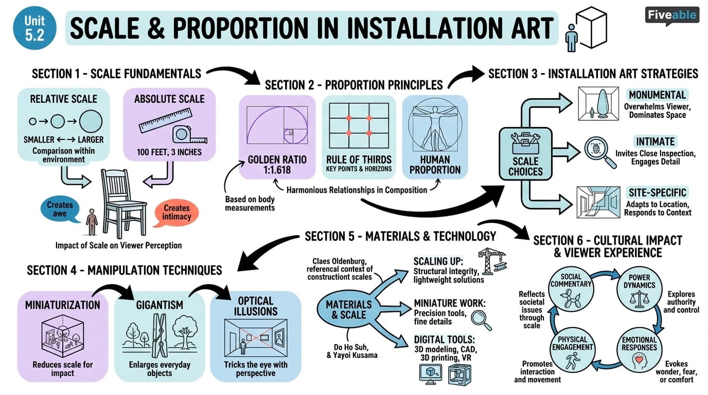 5.2 Scale and proportion - Installation Art - Unit 5 visual cheatsheet