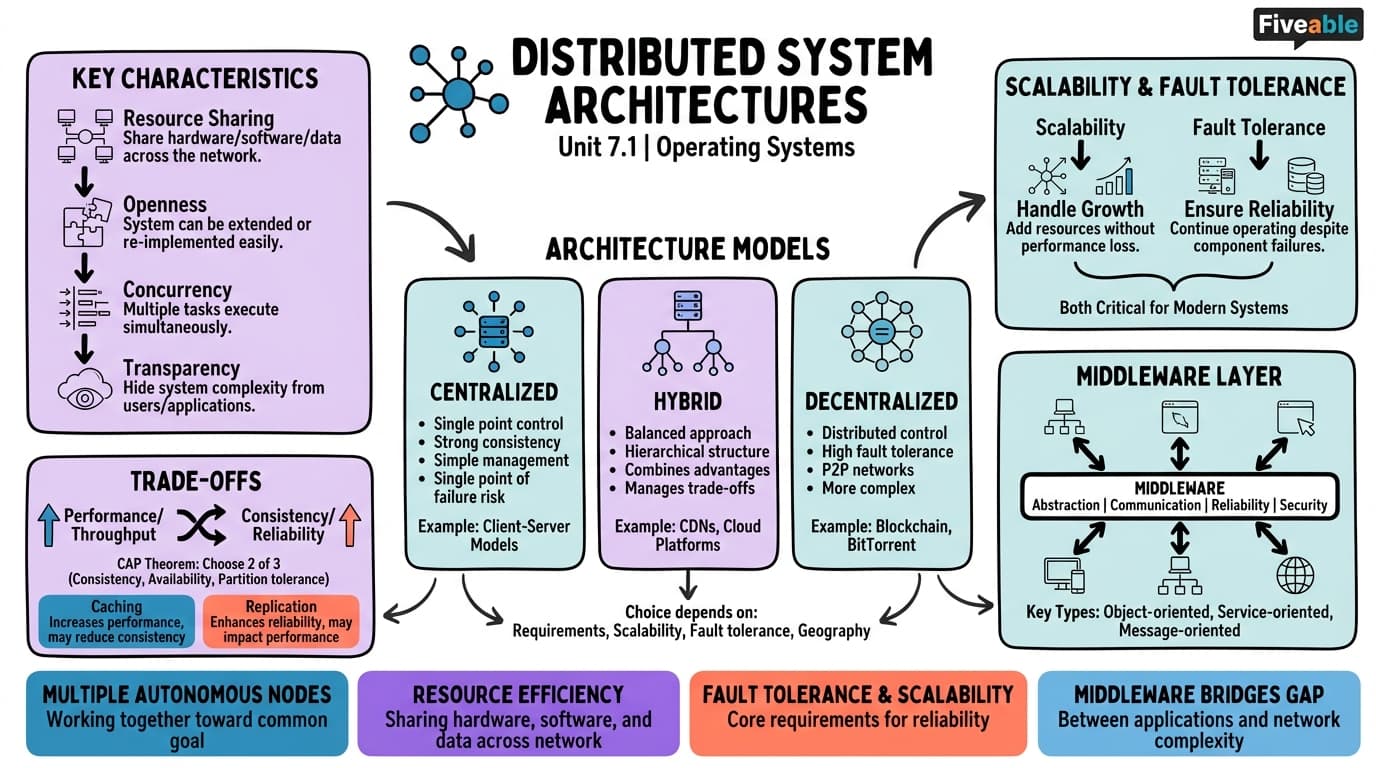 7.1 Distributed system architectures - Operating Systems - Unit 7 visual cheatsheet