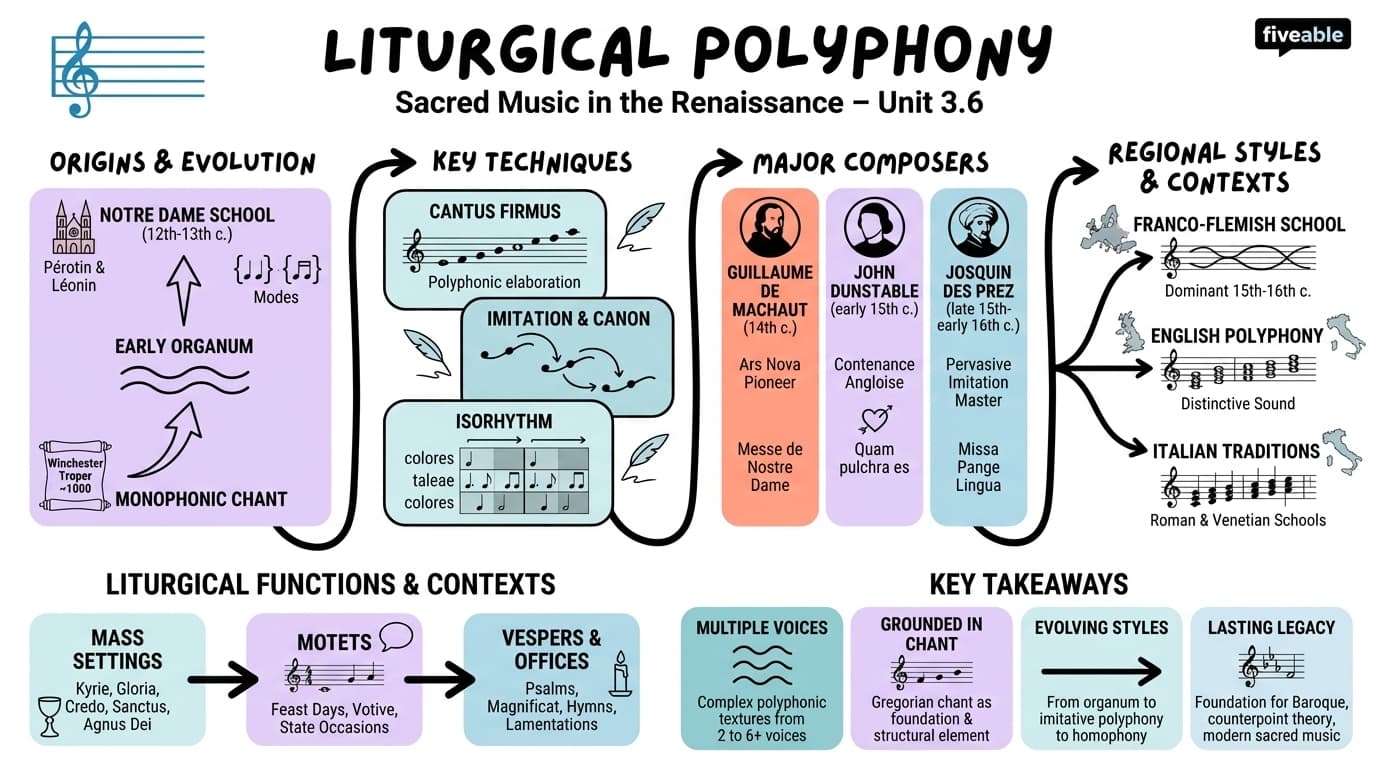 3.6 Liturgical polyphony - Music History – Renaissance - Unit 3 visual cheatsheet