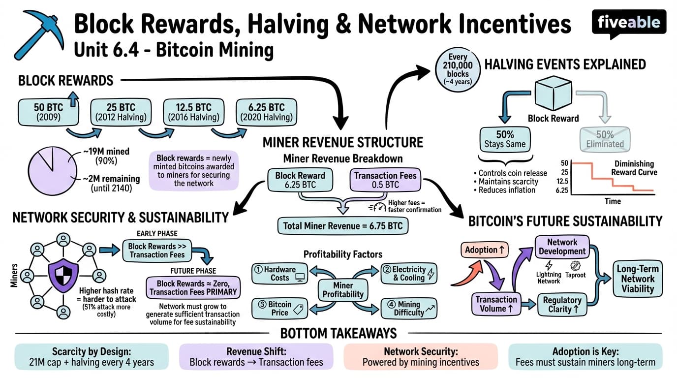 6.4 Block Rewards, Halving, and Network Incentives - Blockchain and Cryptocurrency - Unit 6 visual cheatsheet