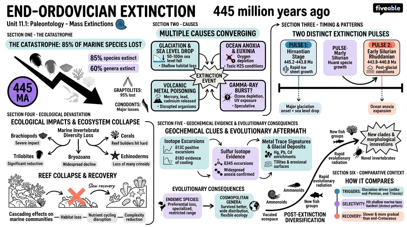 11.1 End-Ordovician extinction - Paleontology - Unit 11 visual cheatsheet